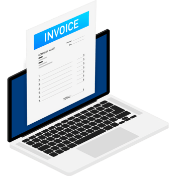Flat blue invoice illustration. flat illustration. Payment check isometric 3d. Online tax payment png