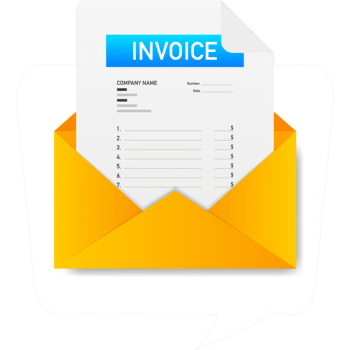Flat blue invoice illustration. flat illustration. Payment check isometric 3d. Online tax payment png