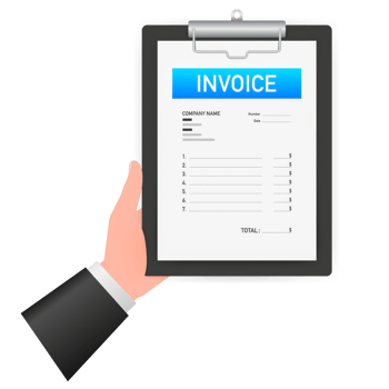 Flat blue invoice illustration. flat illustration. Payment check isometric 3d. Online tax payment png