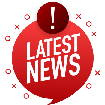 Red flat banner with Latest News. illustration png