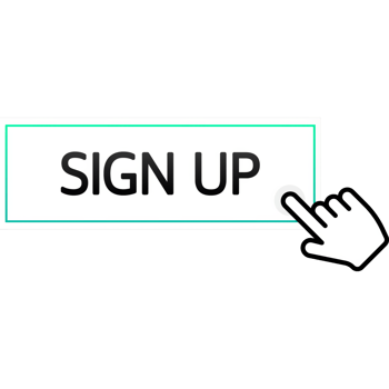 Icon with green sign up button on white background for web marketing design. Flat deign. Social media element. illustration png