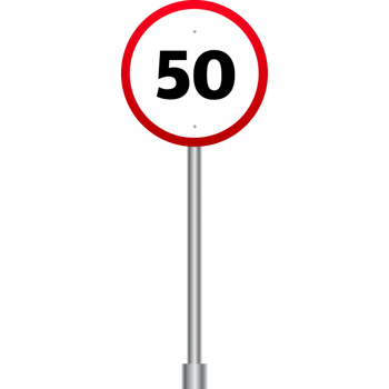 Miles road sign with 50 for web design. Black background. background png