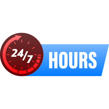 24 hour support in abstract style on white background. Customer service. Online support call center. Flat . png
