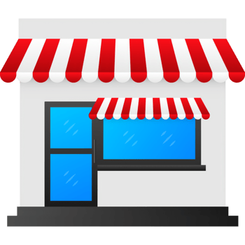 Shop building in flat style. Social media concept. Online store. Web banner png