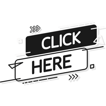 Icon with click here banner for web marketing design. Flat deign. Social media element. illustration png