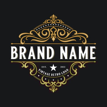 Luxury ornamental logo with floral carving ornament, vintage style for label, sticker, shop sign, salon, boutique, hotel, store vector