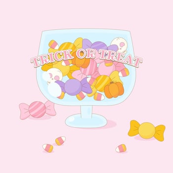 pink halloween candy bowl vector