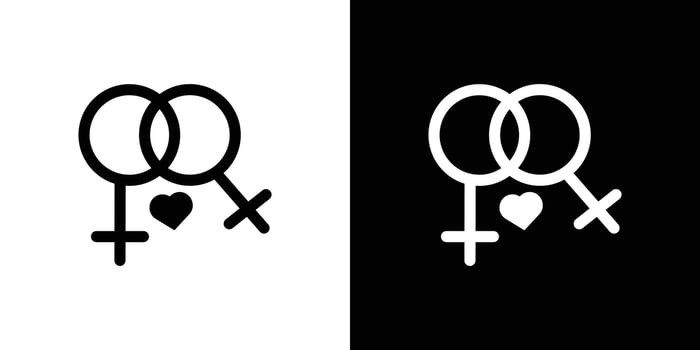 lesbian relationship icon Isolated flat in outline vector