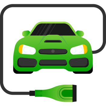 Electric car and Electrical charging station symbol on a white background. illustration png
