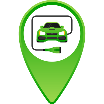 Electric car and Electrical charging station symbol on a white background. illustration png