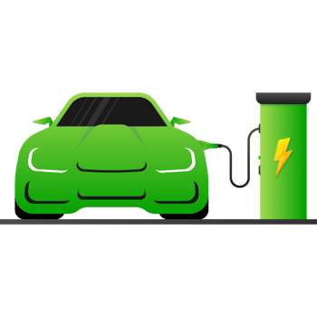 Electric car and Electrical charging station symbol on a white background. illustration png