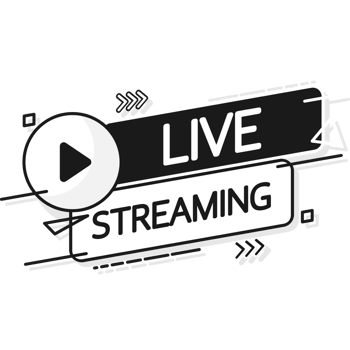 Live Streaming Icon, Badge, Emblem for broadcasting or online tv stream. in flat design style png