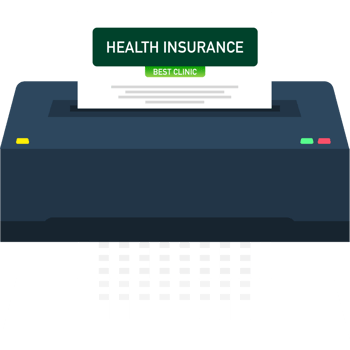 Health insurance in flat style with shredder. Flat . banner. Web banner. Medical infographic png