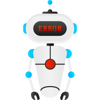 Error chatbot glyph icon. Silhouette symbol. Talkbot with error in speech bubble. Error bot. Artificial intelligence png