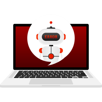 Error chatbot glyph icon. Silhouette symbol. Talkbot with error in speech bubble. Error bot. Artificial intelligence png