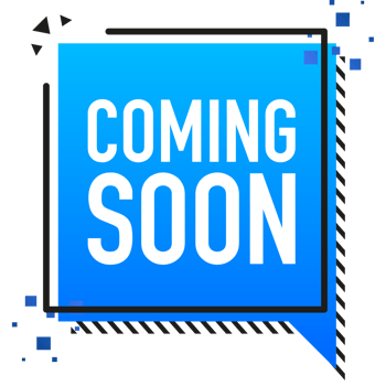 Coming soon flat banner on blue background. illustration png