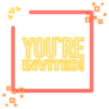 You are invited megaphone yellow banner. illustration png