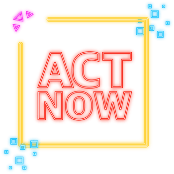 Megaphone blue banner with act now sign. illustration. png
