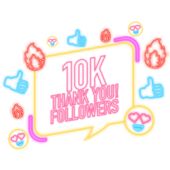 Thank you 10000 followers on yellow background. White background. design. Flat design. Social media. png