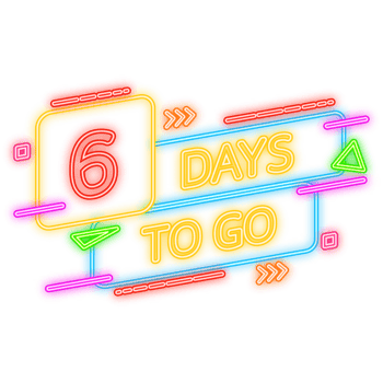 Neon Icon. 6 Days to go poster in flat style. illustration for any purpose png