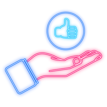 Neon Icon. Flat like comment for web background design. Social media like icon with hand. Comment sign symbol. illustration. png