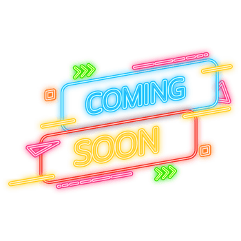 Coming soon banner in neon style on dark background. illustration png