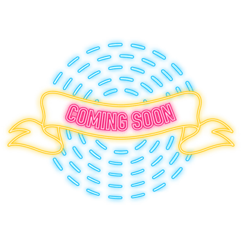 Neon Icon. Coming soon ribbon isolated on dark background. illustration. png