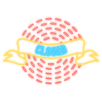 Neon Icon. Closed Store Sign. Vintage ribbon. illustration. png