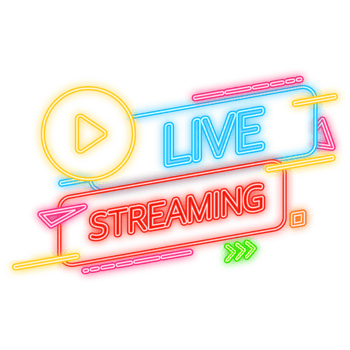 Neon Icon. Live Streaming Icon, Badge, Emblem for broadcasting or online tv stream. in flat design style. png