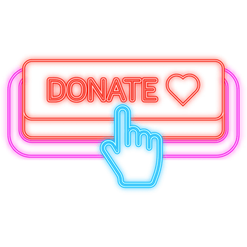 Neon Icon. Donate heart red button in flat style. flat illustration. png