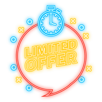 Neon Icon. Limited offer service badge. Limited time banner on red background. illustration. png