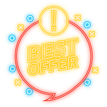 Neon Icon. Best offer sale banner design. Black advertising. Mega sale. background. png