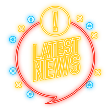 Neon Icon. Latest news red banner in neon style on white background. illustration png