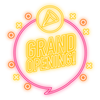 Neon Icon. Grand opening purple banner in flat style on white background. illustration. png