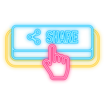 Neon Icon. Icon with violet share 3D button on white background for web marketing design. Flat deign. png