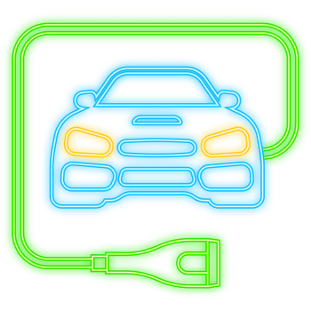 Electric car and Electrical charging station symbol on a white background. illustration png