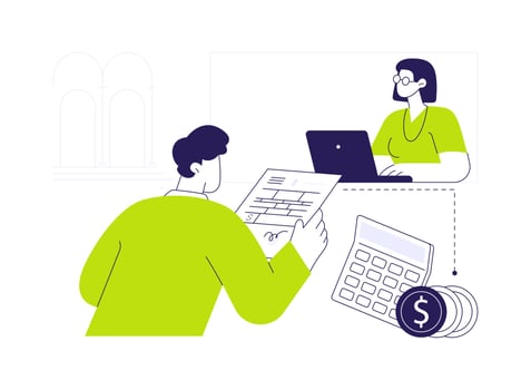 Paying fine in person abstract concept illustration. vector