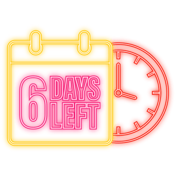 Neon Icon. 6 Days left poster in flat style. illustration for any purpose png