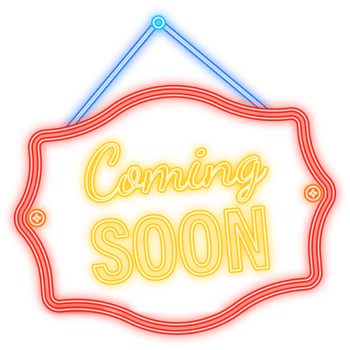 Neon Icon. Coming soon hanging sign isolated on white wall png