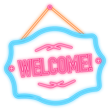Neon Icon. Welcome business sign on door. illustration png