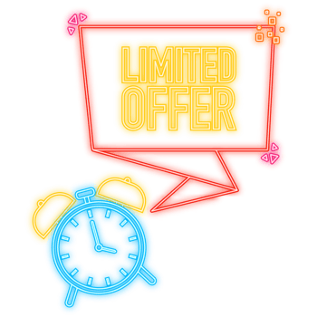 Neon Icon. Limited offer service badge. Limited time with stopwatch on white background. illustration. png