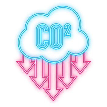 Neon Icon. Co 2 emissions in flat style on green background. Simple illustration. flat illustration. png