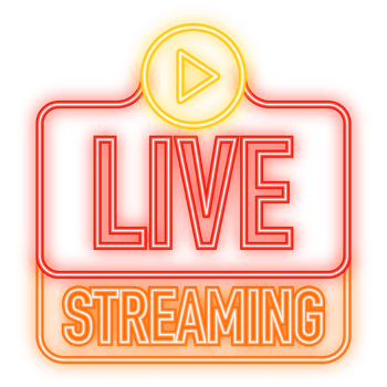 Neon Icon. Live Streaming Icon, Badge, Emblem for broadcasting or online tv stream. in flat design style png