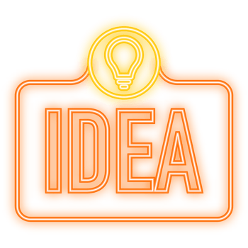 Neon Icon. Quick Tips badge with light bulb. png