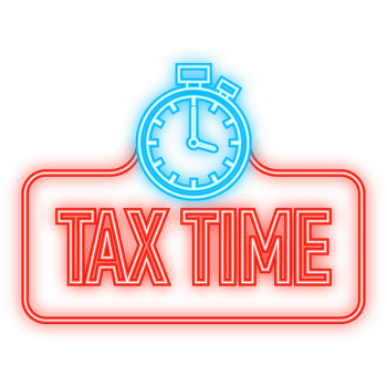 Neon Icon. Tax time red 3d realistic paper speech bubble isolated png