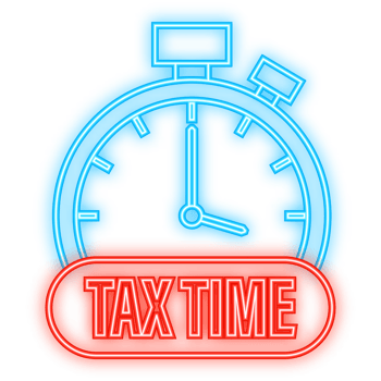 Neon Icon. Tax time red 3d realistic paper speech bubble isolated png