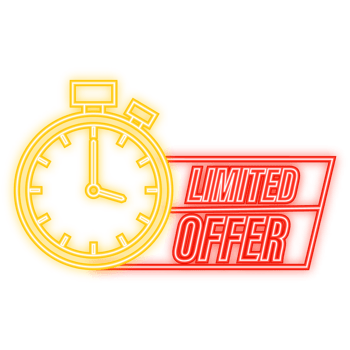 Neon Icon. red banner limited offer. Clock icon png