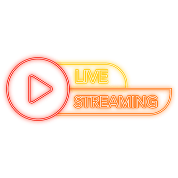 Neon Icon. Live Streaming Icon, Badge, Emblem for broadcasting or online tv stream. in flat design style png