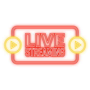 Neon Icon. Live Streaming Icon, Badge, Emblem for broadcasting or online tv stream. in flat design style png