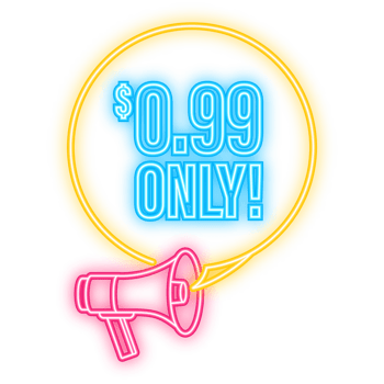 Neon Icon. Sale 0.99 Dollars Only Offer Badge Sticker Design in Flat Style. illustration. png